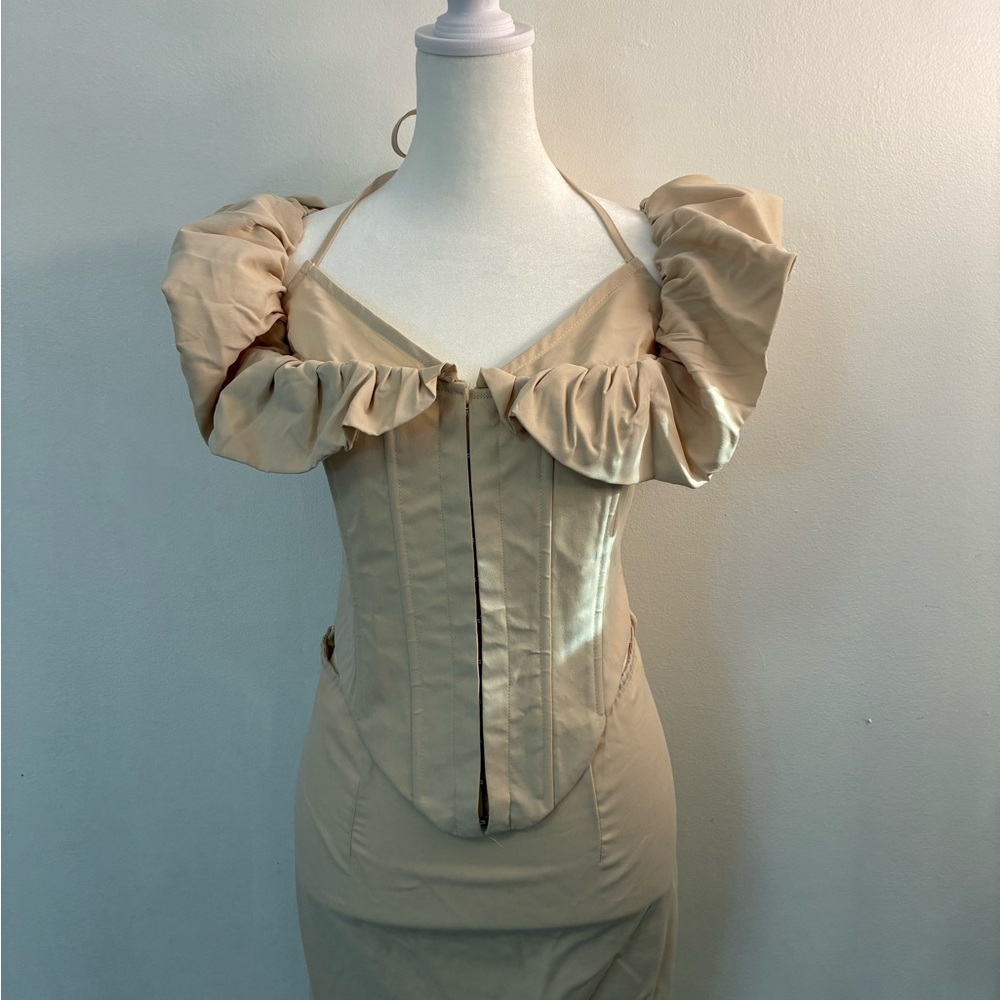Cream Ruffled Corset Dress NWT